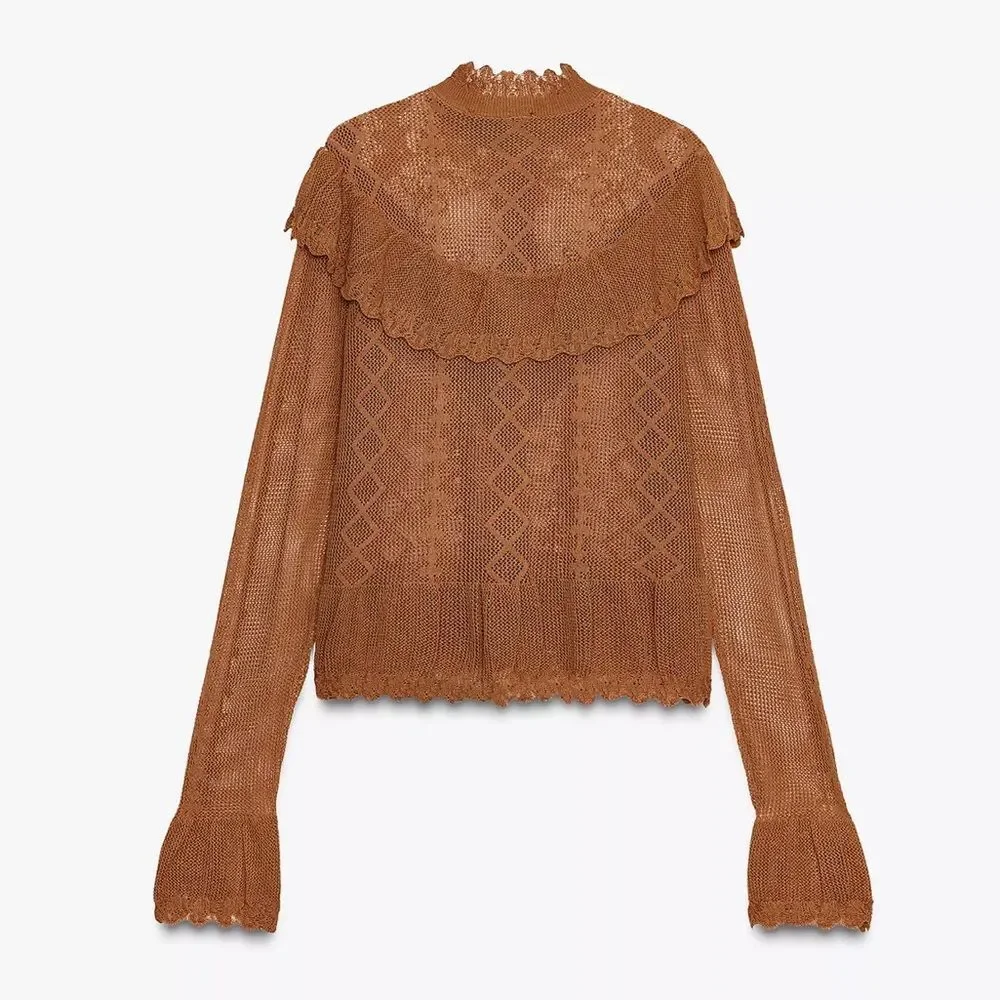 ZARA POINTELLE KNIT ROMANTIC JACKET - Picture 7 of 9